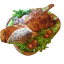 Курица, фаршированная блинами и грибами