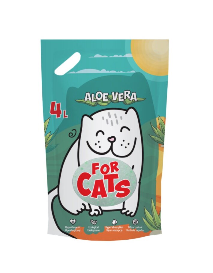 FOR CATS наполнитель силикагелевый с ароматом алое вера, 4 л