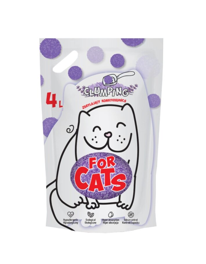 FOR CATS наполнитель силикагелевый комкующийся с ароматом лаванды, 4 л