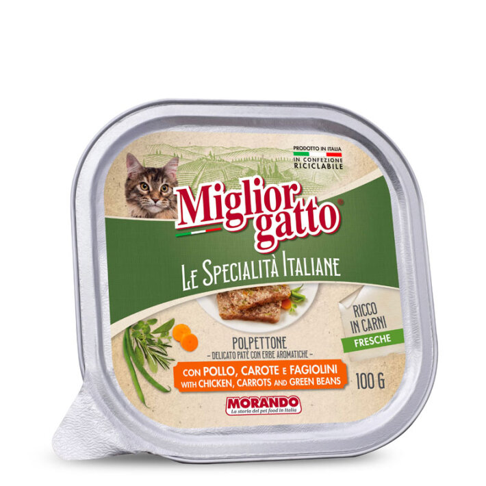 Miglior gatto Le Specialità Italiane паштет (курица, морковь, фасоль), 100 гр