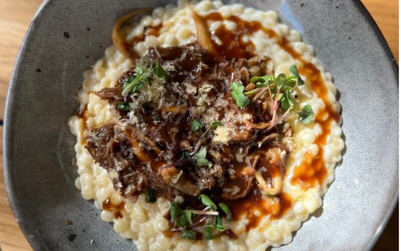 Птитим с ребром и лисичками