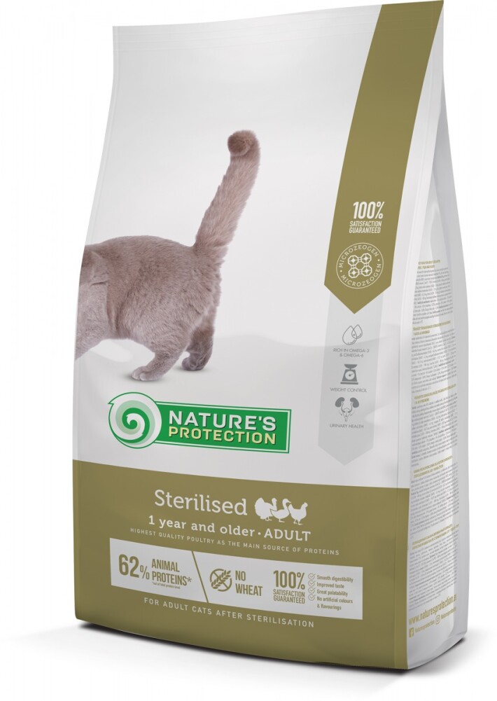 Nature's Protection Sterilised (птица),  2 кг + ПОДАРОК