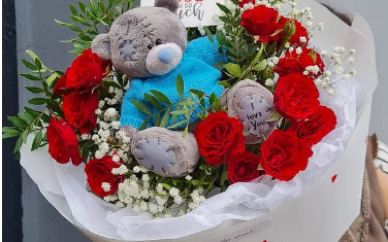 Букет с мишкой