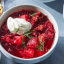 Борщ домашний с мясом и сметаной