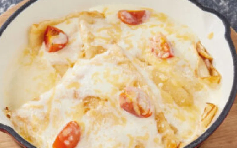 Запеченные блинчики с ветчиной и сыром