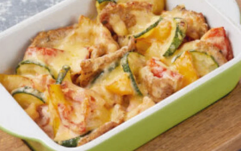 Гратен со свининой и овощами