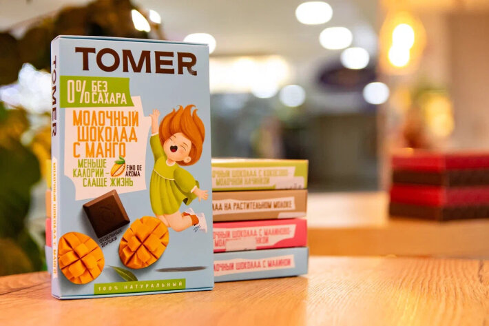 Шоколад молочный «Tomer» без сахара с манго