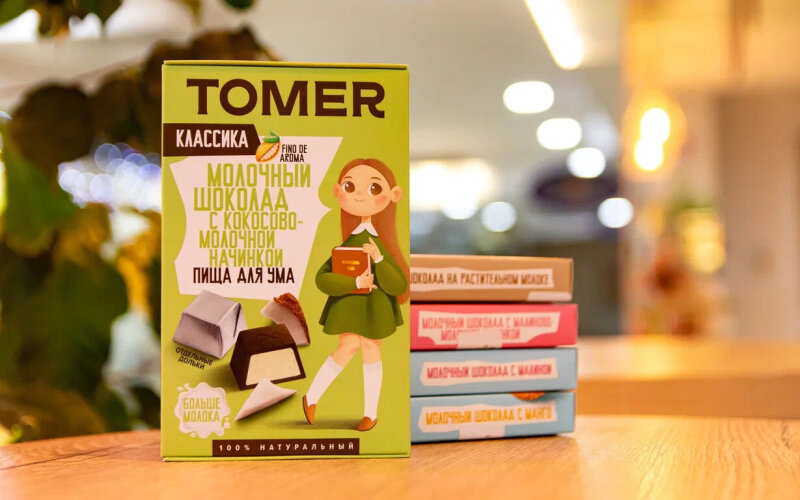 Шоколад молочный «Tomer» с кокосово-молочной начинкой
