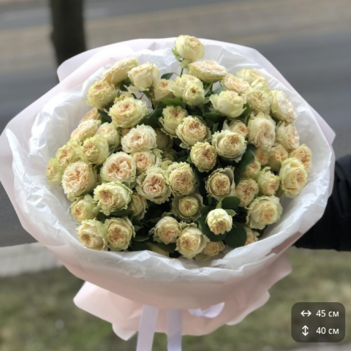 Букет «Саммер» 165 из 15 кустовых пионовидных роз сорта «Саммер»