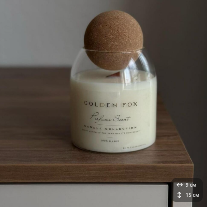 Аромасвеча в стеклянном подсвечнике с круглой пробкой-крышкой