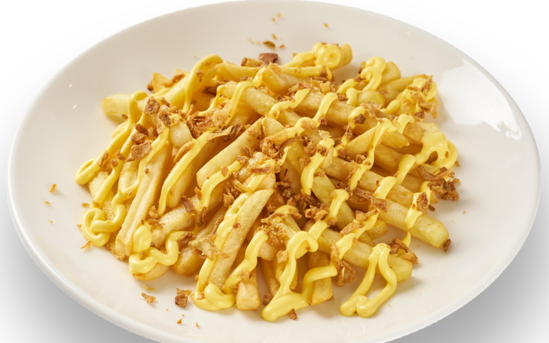 «Картофель Фри с Жаренным Луком и Соусом»