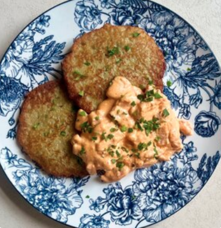 Драники с мачанкой из грудинки