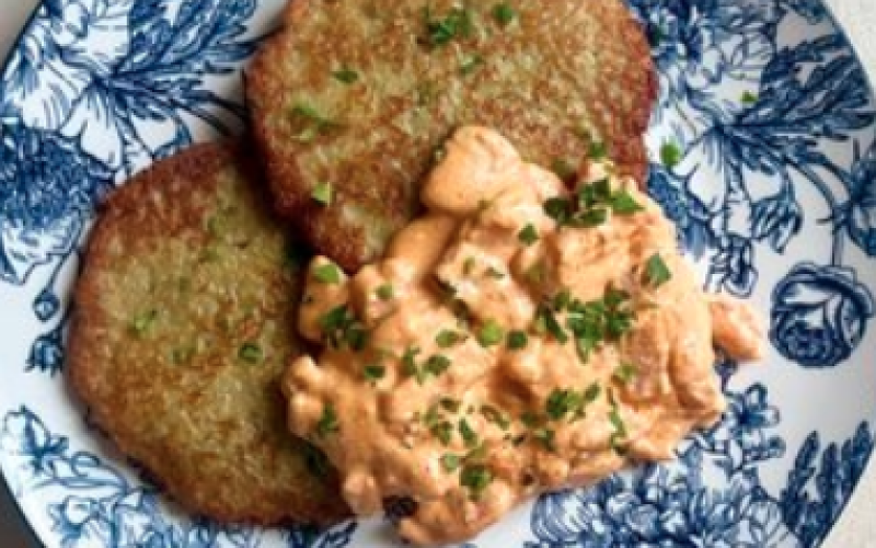 Драники с мачанкой из грудинки