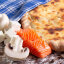 Пирог с сёмгой, сыром Фета и грибами