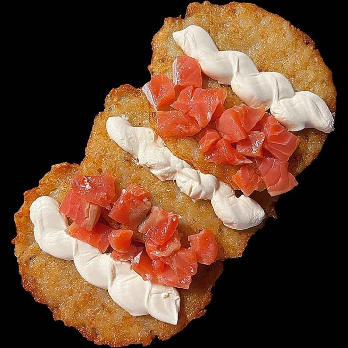 Драники с творожным сыром и семгой