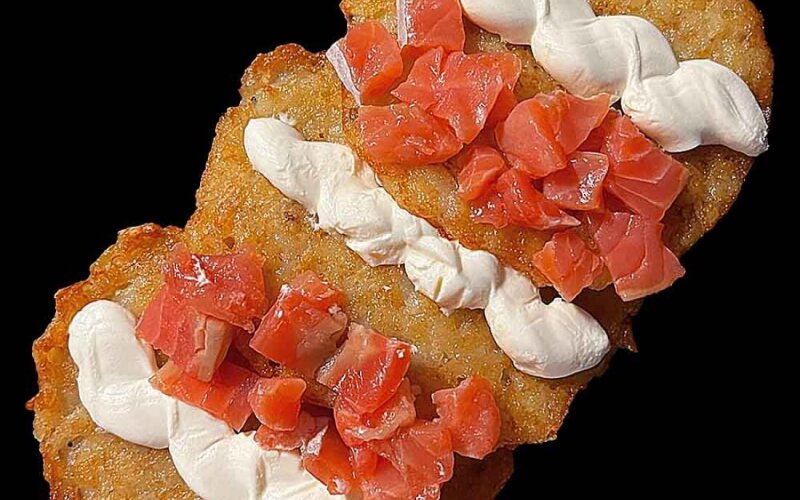 Драники с творожным сыром и семгой