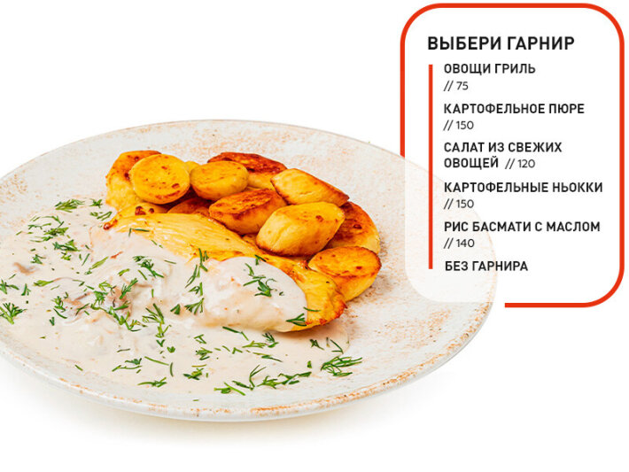 Филе цыплёнка с ньокками и грибным соусом