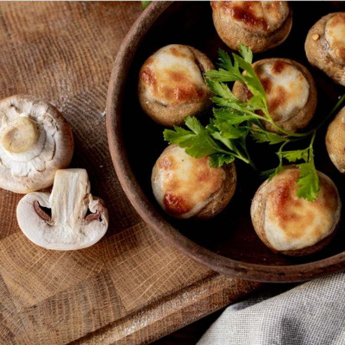 Шампиньоны запечёные в кеци