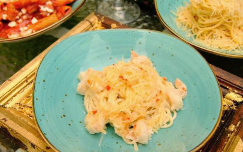 Лимонная паста с креветками