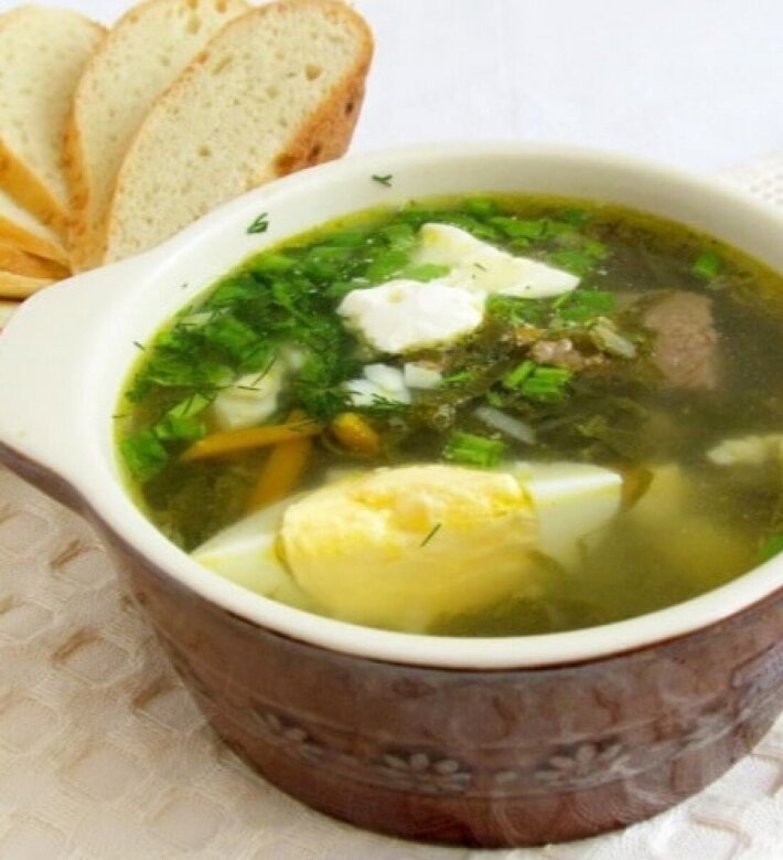 Борщ щавелевый с мясом