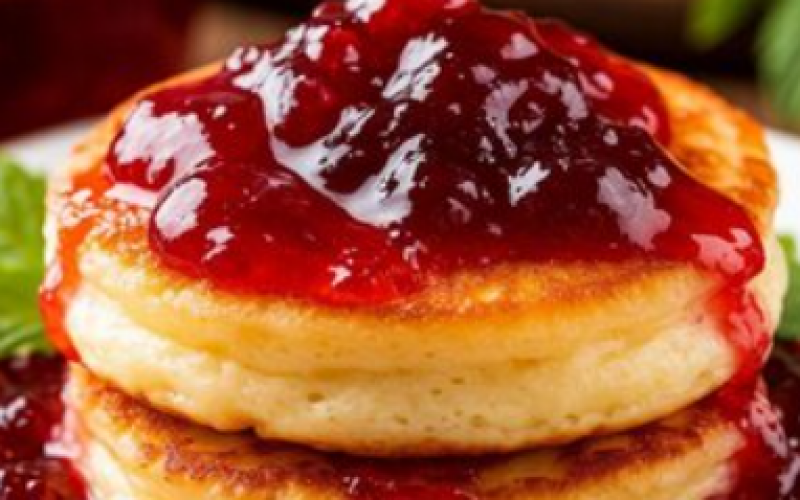 Сырники со сметаной и ягодным джемом