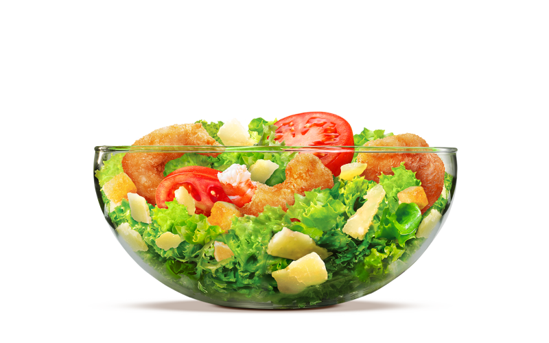 Салат с креветками и соусом Цезарь