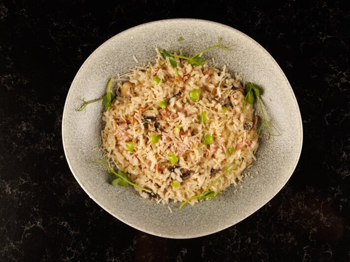 Ризотто с беконом и шампиньонами