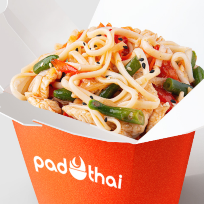 Свинина в кисло-сладком соусе с лапшой удон