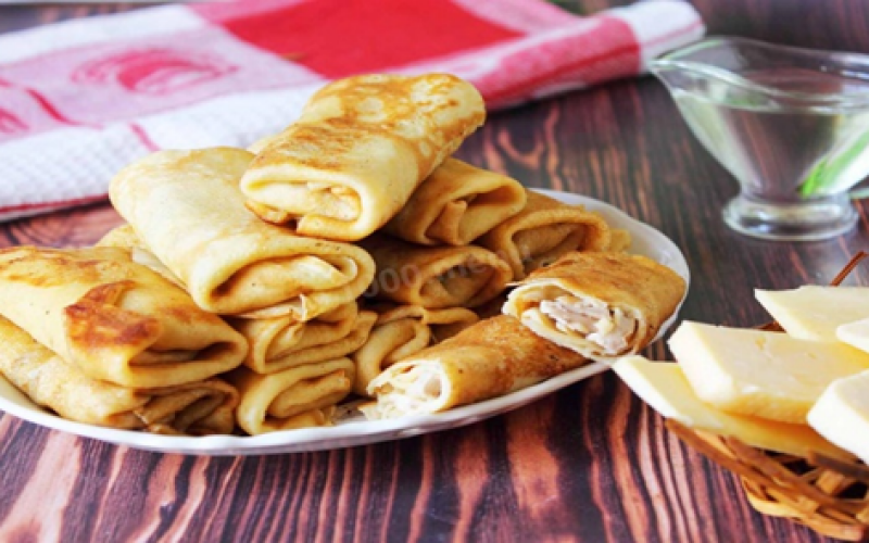 Блины с ветчиной и сыром