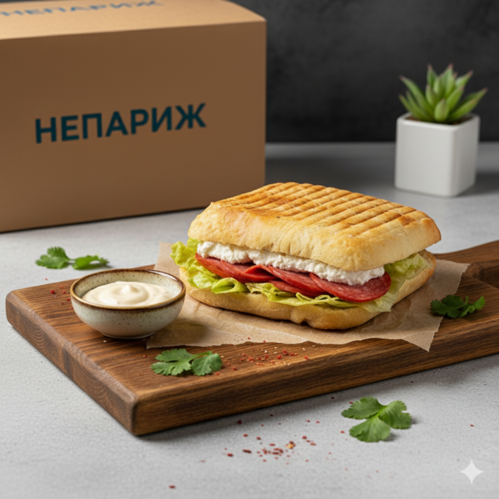 Сэндвич с пепперони и песто