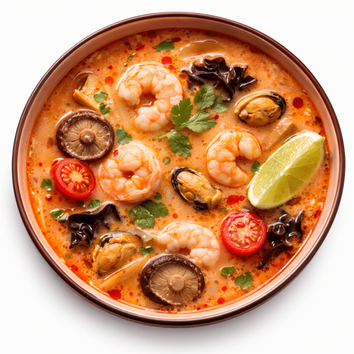 Королевский том-ям с креветками и рисом