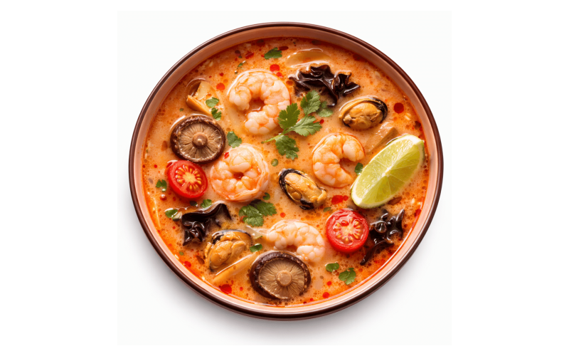 Королевский том-ям с креветками и рисом
