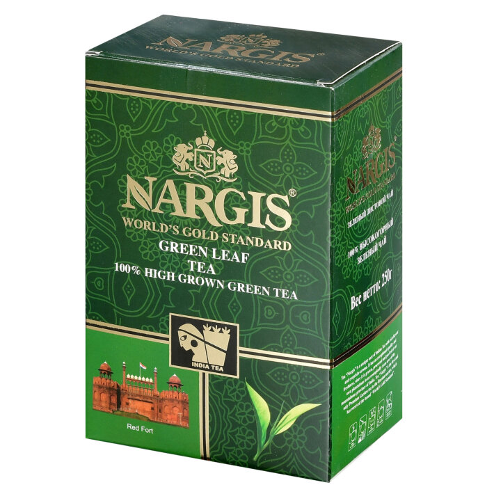 Чай индийский зеленый Nargis Green Tea, средний лист, 250 гр