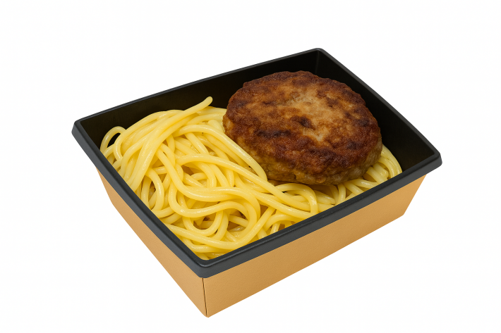 Биточки куриные с грибами и макаронными изделиями