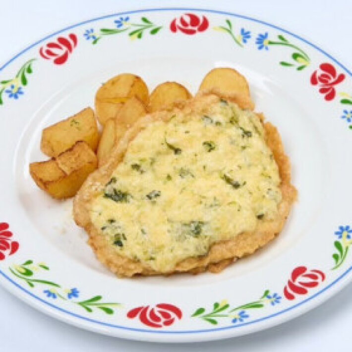 Драники с куриными бёдрами и беконом