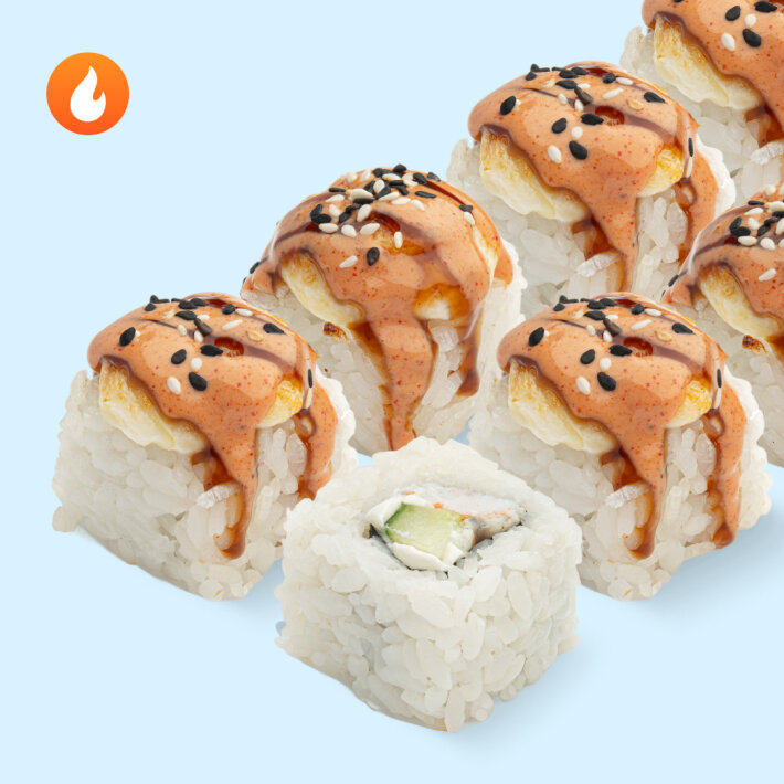 Запечённый с креветкой и угрём