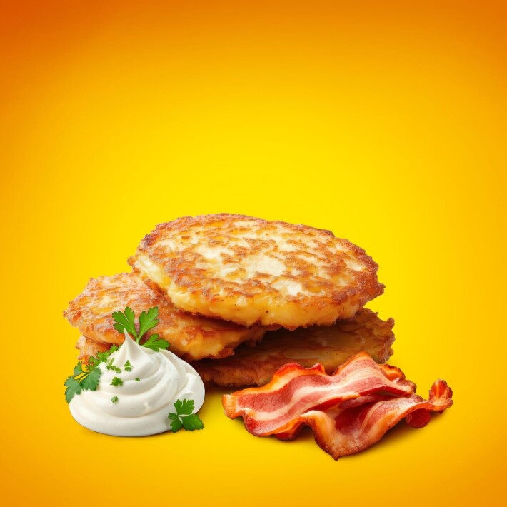 Драники с беконом и сметаной