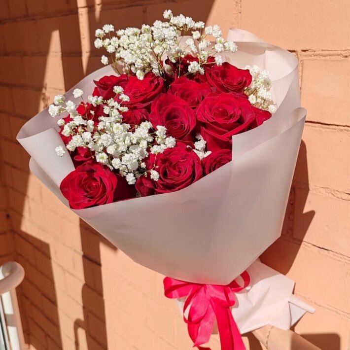 Букет «Бордовая роза бархатная»