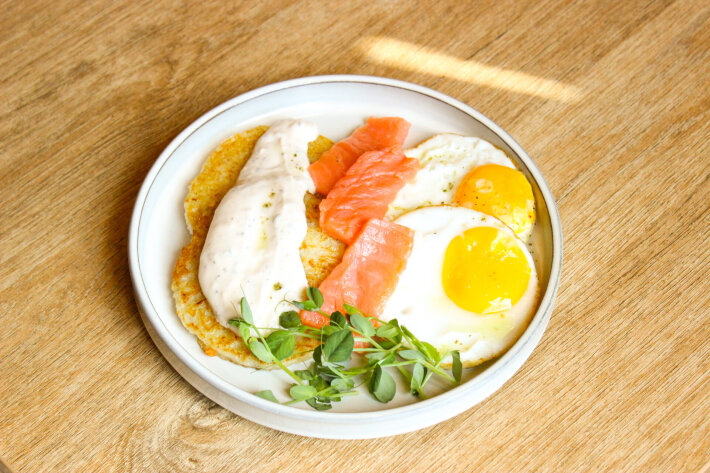 Драники с лососем