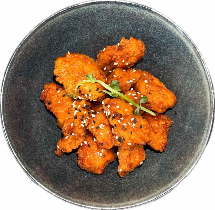 Чикен попкорн в кисло-сладком соусе