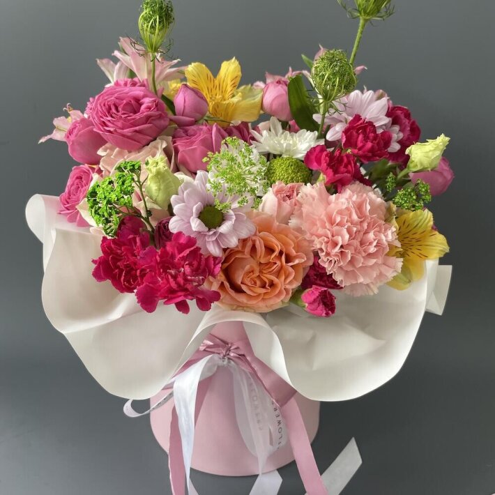 Цветы в коробке «Радостные моменты»