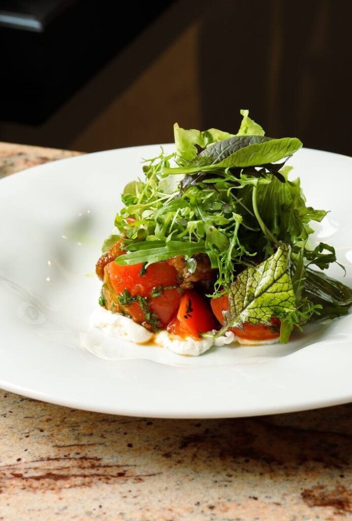 Салат с хрустящим баклажаном