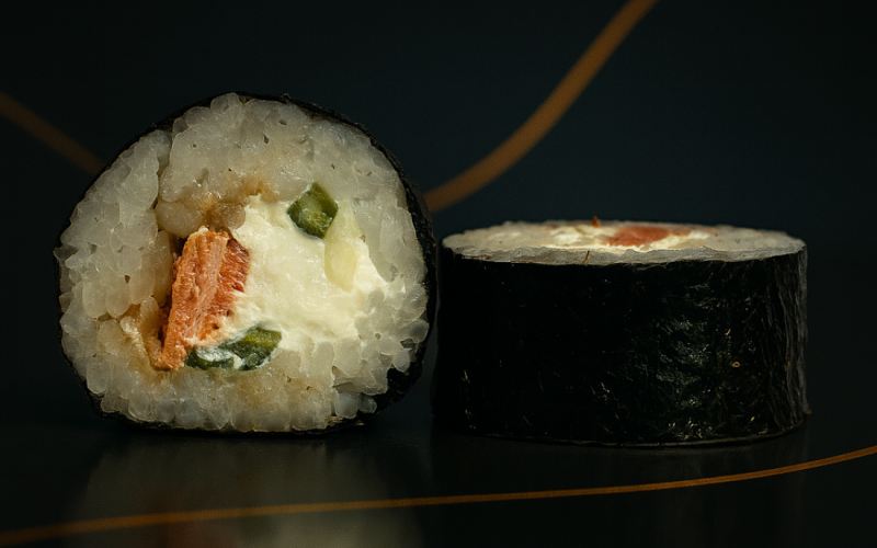 Мак с лососем в терияки