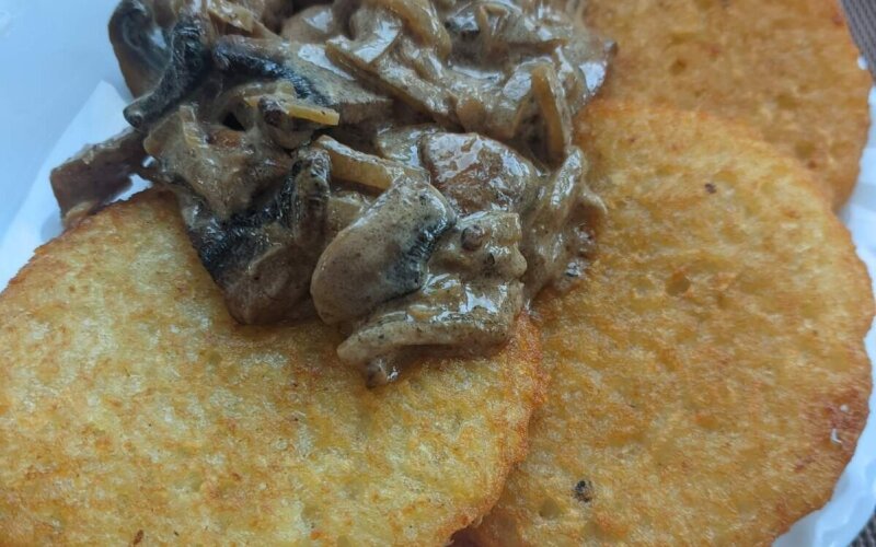 Драники с курицей и грибами