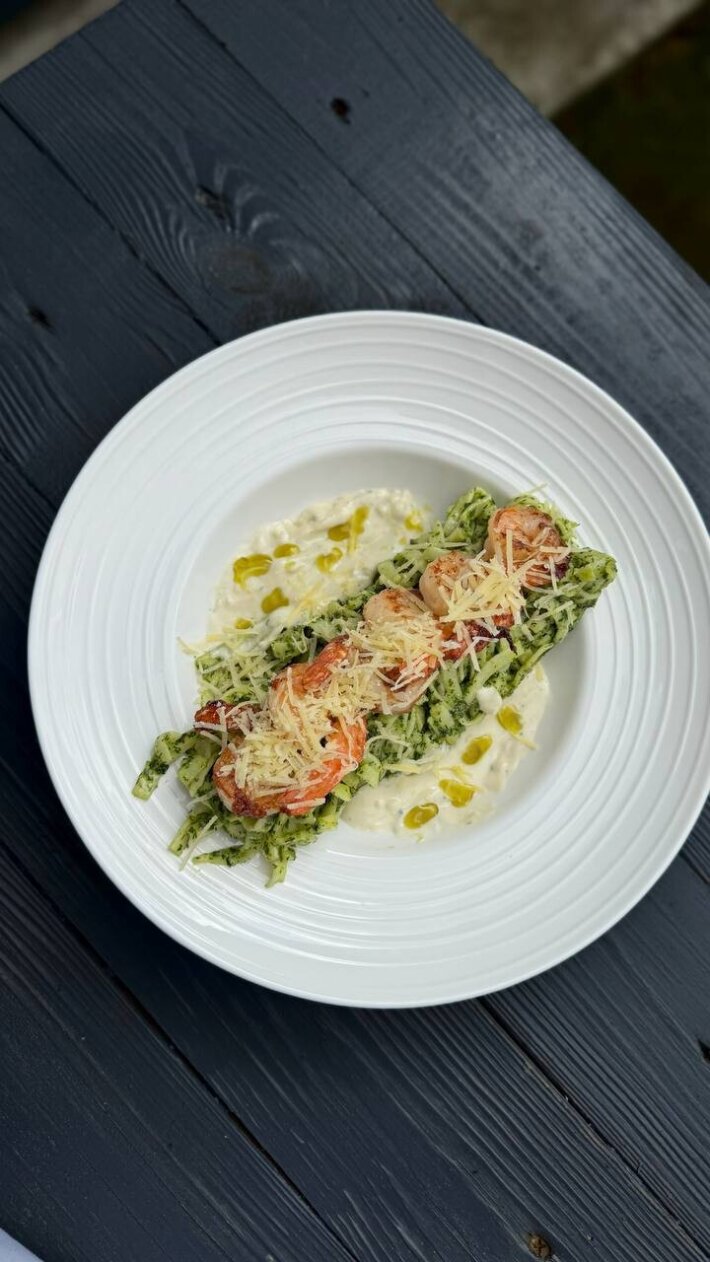 Паста «Креветки и соус дорблан»