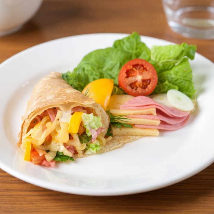 Блин с ветчиной и овощами