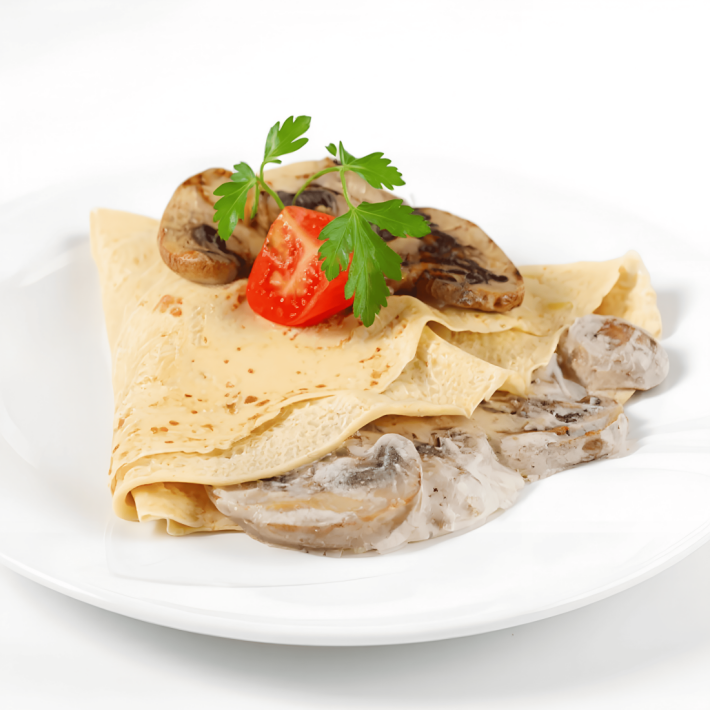 Блин с ветчиной, сыром, грибами и овощами