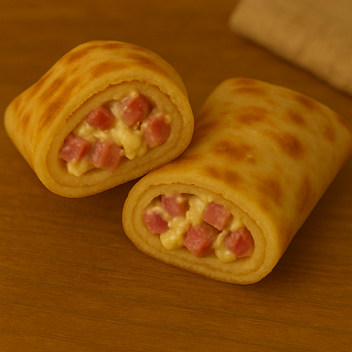 Блинчики с салями, сыром и майонезом