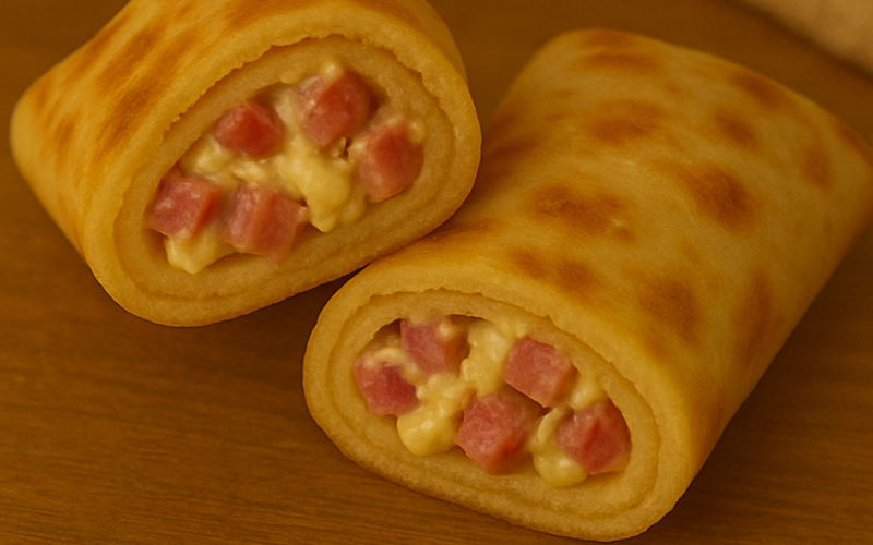 Блинчики с салями, сыром и майонезом