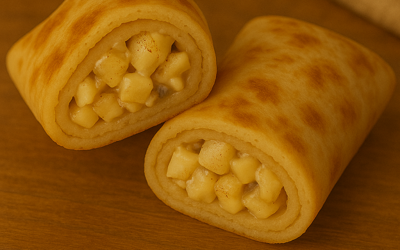 Блинчики с яблоком, бананом и корицей